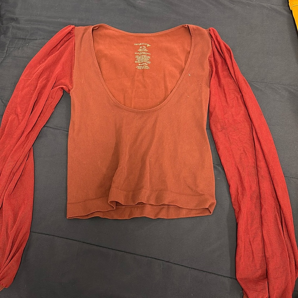 Free people shirt with mesh sleeves
